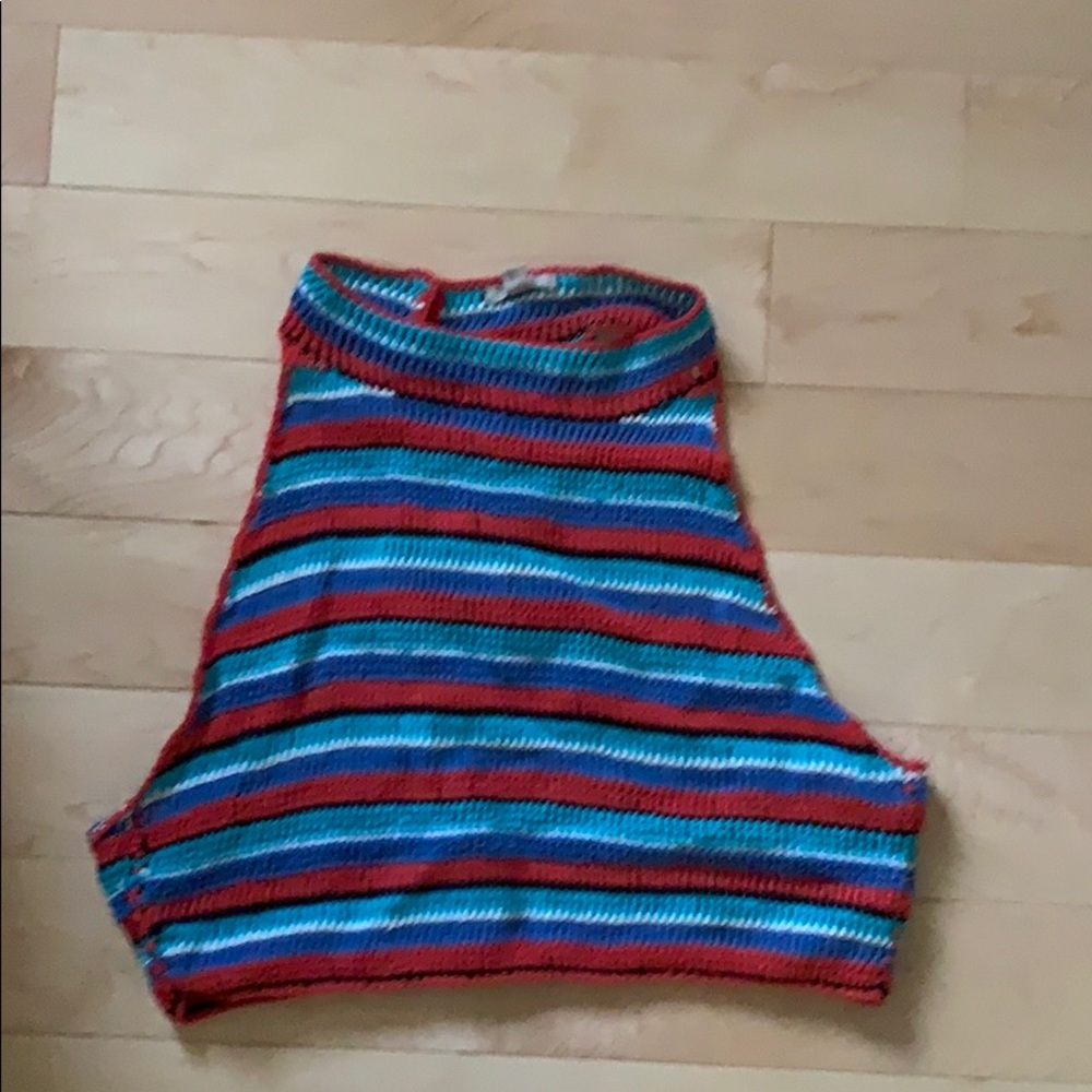 Stripped faux turtle neck